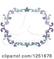 Poster, Art Print Of Purple And Blue Floral Border