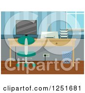 Clipart Of A Chair And Computer Desk In A Home Office Royalty Free Vector Illustration