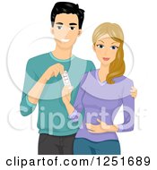 Clipart Of A Happy Couple With A Positive Pregnancy Test Royalty Free Vector Illustration