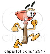 Clipart Picture Of A Sink Plunger Mascot Cartoon Character Running