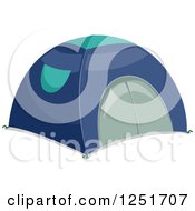 Clipart Of A Blue Camping Tent Royalty Free Vector Illustration