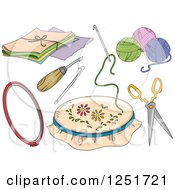 Clipart Of Rug Hooking Accessories Royalty Free Vector Illustration by BNP Design Studio