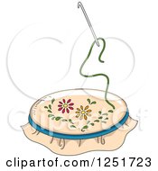 Clipart Of A Needle Rug Hooking Royalty Free Vector Illustration
