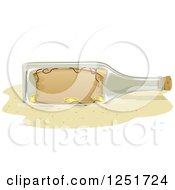Poster, Art Print Of Treasure Map In A Bottle On A Beach
