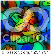 Poster, Art Print Of Stained Glass Thinking Cherub Design