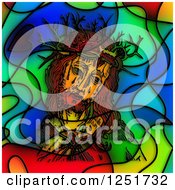 Poster, Art Print Of Stained Glass Design Of Jesus And The Crown Of Thorns