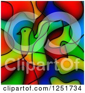 Clipart Of A Stained Glass Flying Dove Royalty Free Illustration