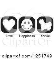 Poster, Art Print Of Black And White Love Happiness And Yorkie Dog Icons