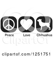 Poster, Art Print Of Black And White Peace Love And Chihuahua Dog Icons