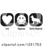 Poster, Art Print Of Black And White Love Happiness And German Shepherds Dog Icons