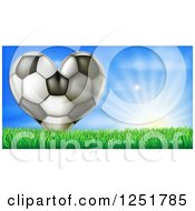 Poster, Art Print Of 3d Heart Soccer Ball In Grass Over Sunshine