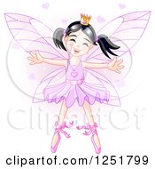 Poster, Art Print Of Cute Asian Fairy Girl In A Purple Ballerina Tu Tu