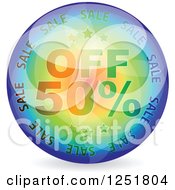 Clipart Of A Reflective 50 Percent Off Icon Royalty Free Vector Illustration