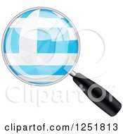 Clipart Of A Magnifing Glass With A Greek Flag Royalty Free Vector Illustration