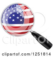 Poster, Art Print Of Magnifing Glass With An American Flag