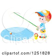 Poster, Art Print Of Brunette White Boy Fishing