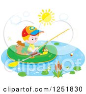 Poster, Art Print Of White Boy And His Dog Fishing From A Raft