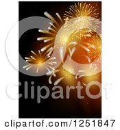 Poster, Art Print Of Background Of Orange Fireworks On Black