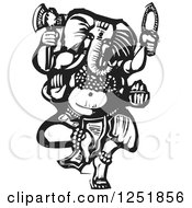 Clipart Of A Black And White Woodcut Hindu God Ganesha With An Axe Royalty Free Vector Illustration by xunantunich