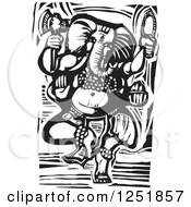 Clipart Of A Black And White Woodcut Hindu God Ganesha Royalty Free Vector Illustration