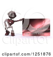 Poster, Art Print Of 3d Red Android Robot With A Giant Credit Card