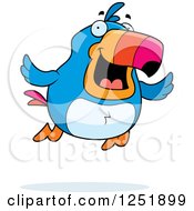 Clipart Of A Happy Toucan Bird Flying Royalty Free Vector Illustration