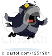 Clipart Of A Happy Crow Flying Royalty Free Vector Illustration