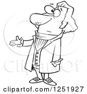 Clipart Of A Black And White Cartoon George Washington Presenting Royalty Free Vector Illustration by toonaday