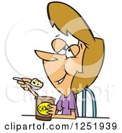 Clipart Of A Caucasian Girl Or Woman Enjoying Ice Cream Royalty Free Vector Illustration