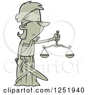 Poster, Art Print Of Cartoon Lady Justice Blindfolded With A Sword And Scales