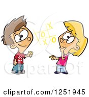 Poster, Art Print Of White Boy And Girl Playing Tic Tac Toe