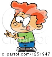 Red Haired Caucasian Boy Counting His Fingers