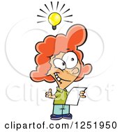 Clipart Of A Red Haired Caucasian Girl In A Eureka Moment Royalty Free Vector Illustration by toonaday