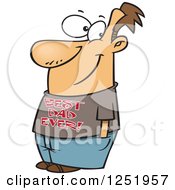 Clipart Of A Happy Man Wearing A Best Dad Ever Shirt Royalty Free Vector Illustration by toonaday