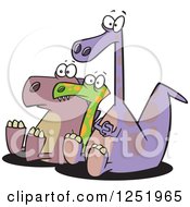 Clipart Of Three Dinosaurs In An Audience Royalty Free Vector Illustration