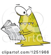 Poster, Art Print Of Spotted Green Monster Reading The Job Classifieds