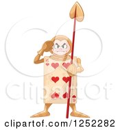Poster, Art Print Of Alice In Wonderland Heart Playing Card Guard Standing With A Spear