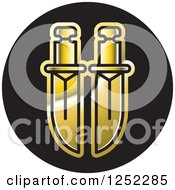 Clipart Of Gold Swords On Black Royalty Free Vector Illustration by Lal Perera