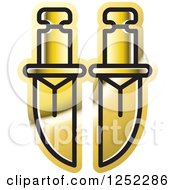 Clipart Of Gold Swords Royalty Free Vector Illustration