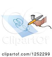 Poster, Art Print Of Hand Airbrushing A Swirl On Paper