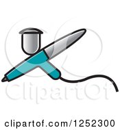 Clipart Of A Silver And Turquoise Airbrushing Spray Gun Royalty Free Vector Illustration