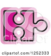 Clipart Of A Pink Jigsaw Puzzle Piece Royalty Free Vector Illustration by Lal Perera