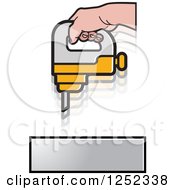 Clipart Of A Hand Operating A Drill Royalty Free Vector Illustration by Lal Perera