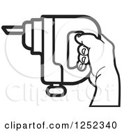 Black And White Hand Holding A Drill