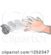 Clipart Of A Hand Throwing A Grenade Royalty Free Vector Illustration