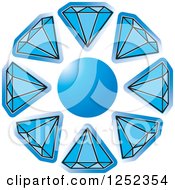 Poster, Art Print Of Blue Circle With Diamonds