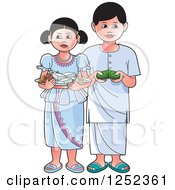 Children With Sinhala Sweets And Betel