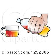 Poster, Art Print Of Hand Pouring A Beverage From An Orange Water Bottle