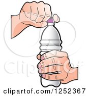 Clipart Of A Hand Opening A Water Bottle Royalty Free Vector Illustration
