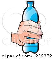 Poster, Art Print Of Hand Holding A Blue Water Bottle
